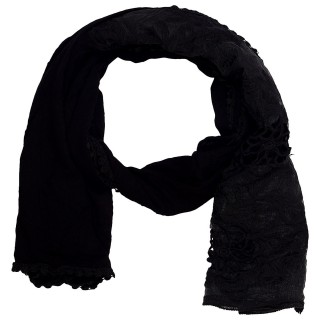 Cotton Half Net Stole- Coal Black